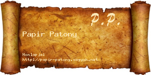 Papir Patony névjegykártya
